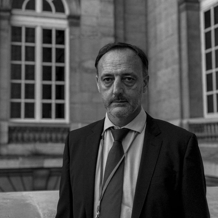 Christophe Molmy, chef de la Brigade de recherche et d'intervention (BRI) de Paris au moment des attentats du 13-Novembre, le 22 septembre 2021 au Palais de justice.&nbsp; (DAVID FRITZ-GOEPPINGER POUR FRANCEINFO)