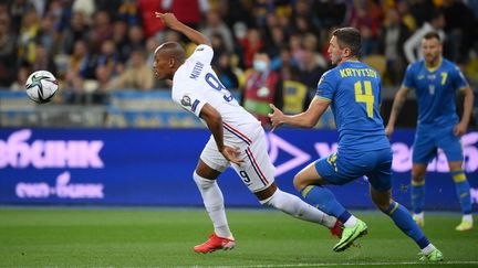 Anthony Martial titulaire&nbsp;avec la France face à l'Ukraine en éliminatoires de la Coupe du monde 2022, samedi 4 septembre. (FRANCK FIFE / AFP)