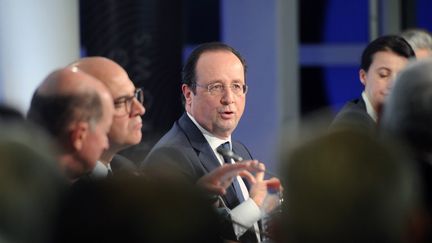 Le pr&eacute;sident de la r&eacute;publique, Fran&ccedil;ois Hollande, le 9 janvier 2014 &agrave; Blagnac (Haute-Garonne). (ERIC CABANIS / AFP)