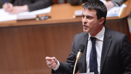 Manuel Valls, ministre de l'Int&eacute;rieur, le &nbsp;20 f&eacute;vrier 2013 &agrave; l'Assembl&eacute;e nationale, &agrave; Paris. (MIGUEL MEDINA / AFP)