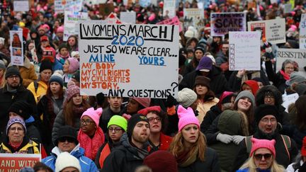 La foule réunie à la "Marche des femmes" à Washington, le 18 janvier 2020. (YASIN OZTURK / ANADOLU AGENCY / AFP)