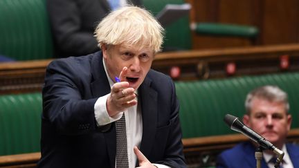 Boris Johnson au Parlement britannique, le 16 décembre 2020, à Londres. (JESSICA TAYLOR / UK PARLIAMENT)