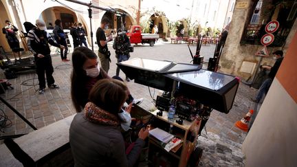 Le tournage du téléfilm de France 2 "Crime à Biot", le 1er mars 2021 (DYLAN MEIFFRET / PHOTOPQR / NICE MATIN / MAXPPP)