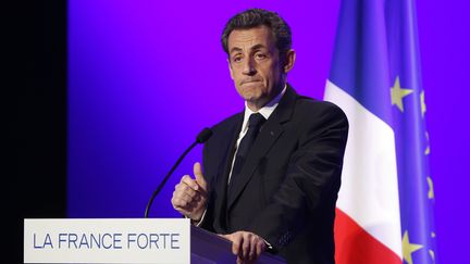 Nicolas Sarkozy d&eacute;voile son programme pour la campagne pr&eacute;sidentielle &agrave; la presse, &agrave; Paris, le 5 avril 2012. (BENOIT TESSIER / REUTERS)