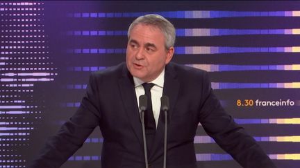 Xavier Bertrand,&nbsp;président LR de la région Hauts-de-France, était l'invité du "8h30 franceinfo", mardi 17 janvier 2023. (FRANCEINFO / RADIOFRANCE)