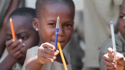 Une petite écolière togolaise.&nbsp;L'Afrique est le continent où vivent le plus d'enfants non scolarisés dans le monde, selon l'Unesco.&nbsp; (GODONG / BSIP)