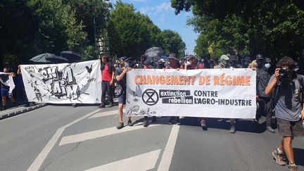 Protesters against the plans of "mega-basins" in La Rochelle, in Charente-Maritime, Saturday July 20, 2024 (BORIS HALLIER / RADIO FRANCE)