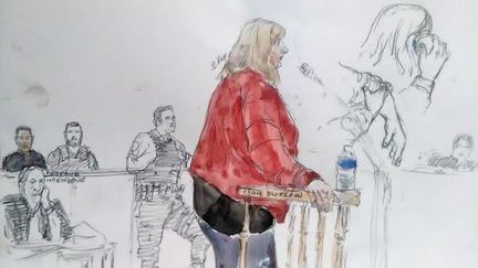 Cécile Bourgeon, mère de Fiona, au tribunal du Puy-en-Velay (Haute-Loire), le 10 octobre 2017. (BENOIT PEYRUCQ / AFP)