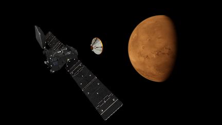 Envoyée&nbsp;au printemps&nbsp;2016, la sonde devrait lancer son module d'atterrissage européen d'ici la fin de l'année prochaine. Une première historique. (ESA)