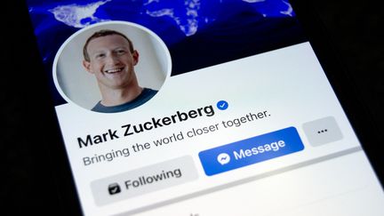 Le compte Facebook de Mark Zuckerberg, patron de Meta, le 11 novembre 2022. (ELIANO IMPERATO / CONTROLUCE VIA AFP)