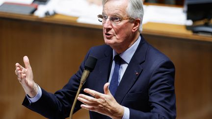 Le Premier ministre, Michel Barnier, lors des questions au gouvernement, à l'Assemblée nationale, le 12 novembre 2024. (IAN LANGSDON / AFP)