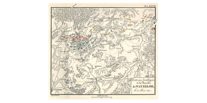 La carte de la bataille de Waterloo.
 (Musée de la légion d&#039;honneur.)