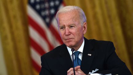 Le président américain Joe Biden, le 24 janvier 2022 à Washington DC. (BRENDAN SMIALOWSKI / AFP)