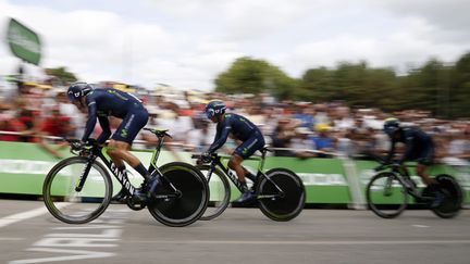 &nbsp; (L'équipe Movistar a pris la troisième place de l'étape, à seulement 4 secondes de la formation victorieuse. © Maxppp)