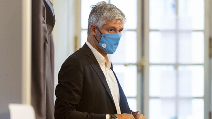 Le président sortant de la région Auvergne-Rhône-Alpes, Laurent Wauquiez, vote lors du premier tour des élections régionales, le 20 juin 2021 au Puy-en-Velay (Haute-Loire).&nbsp; (THIERRY ZOCCOLAN / AFP)