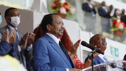 Le président camerounais Paul Biya lors de la Coupe d'Afrique des nations, à Youndé le 9 janvier 2022 (KEPSEU / XINHUA)