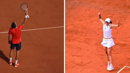 Novak Djokovic et Iga Swiatek lors de Roland-Garros 2023, à Paris. (AFP)