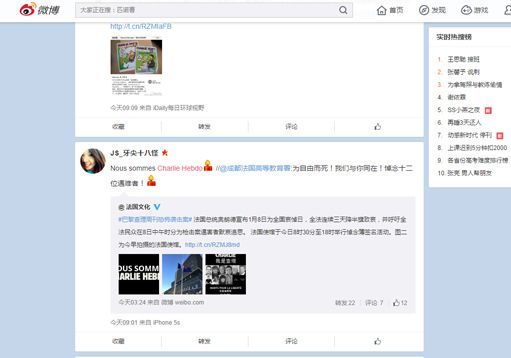 Capture d'écran du weibo, le Twitter-Facebook chinois (9 janvier 2014) (DR)