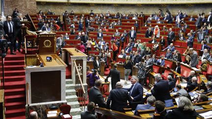 Lors d'une séance de discussion sur le plan de réforme des retraites du gouvernement à l'Assemblée nationale, le 13 février 2023. (LUDOVIC MARIN / AFP)