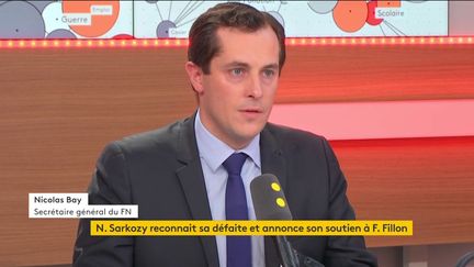 Nicolas Bay, secrétaire général du Front national, sur le plateau de franceinfo. (CAPTURE D'ÉCRAN)