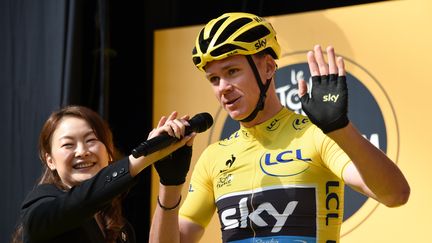 Le double vainqueur du Tour de France, Christopher Froome, le 24 octobre 2015 &agrave; Saitama (Japon). (TOSHIFUMI KITAMURA / AFP)