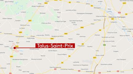 Talus-Saint-Prix (Marne) où a eu lieu l'accident.&nbsp; (CAPTURE ECRAN / GOOGLE MAP / FRANCEINFO)