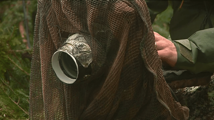 L'appareil photo camouflé de Sébastien De Danieli. 
 (Capture d&#039;écran France 3 Alpes )