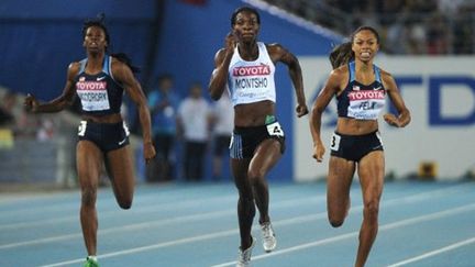 Amantle Montsho à la lutte avec Allyson Felix