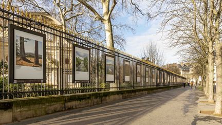 L'exposition "Traversées d'Europe" sur les grilles du jardin du Luxembourg, à Paris. (SARAH BERTHE LECOMTE)