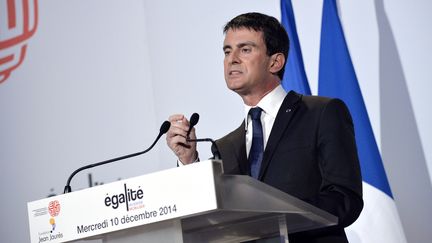 Le Premier ministre fran&ccedil;ais, Manuel Valls, lors d'un d&eacute;bat &agrave; la fondation Jean-Jaur&egrave;s, le 10 d&eacute;cembre 2014. (MIGUEL MEDINA / AFP)