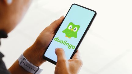 Le logo de l'application Duolingo. (IMAGEBROKER / RAFAPRESS / MAXPPP)