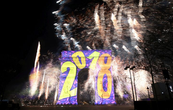 L'Arc de Triomphe à Paris pour le passage à la nouvelle année 2018 
 (PHOTOPQR/LE PARISIEN/MAXPPP)