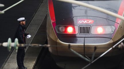 Un TVG en gare de l'Est à Paris, le 15 février 2018. (LUDOVIC MARIN / AFP)