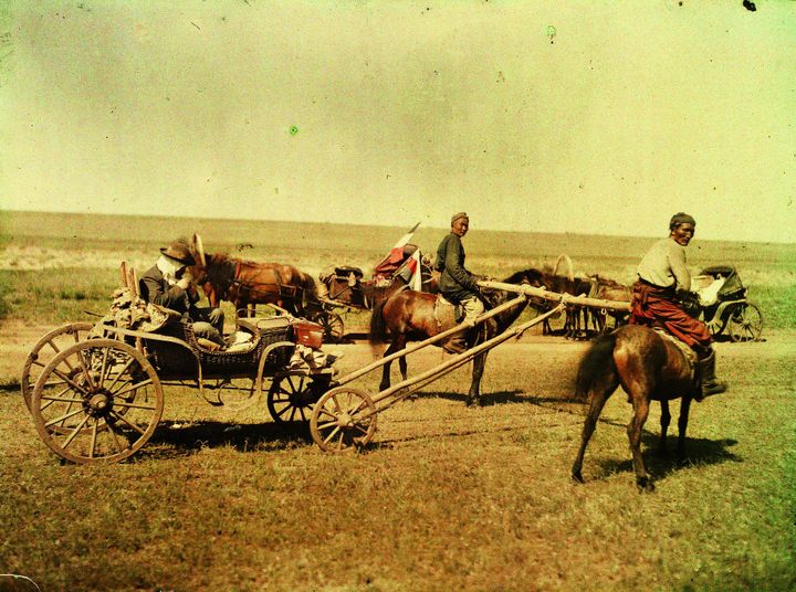 L&#039;équipage de Stéphane Passet sur la route d&#039;Ourga, 19 juillet 1913
 (Stéphane Passet/Fonds Albert Kahn)