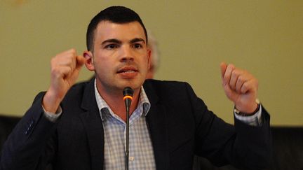 Le maire Front national de Hayange (Moselle) Fabien Engelmann lors d'un conseil municipal, le 3 septembre 2014. (JEAN-CHRISTOPHE VERHAEGEN / AFP)