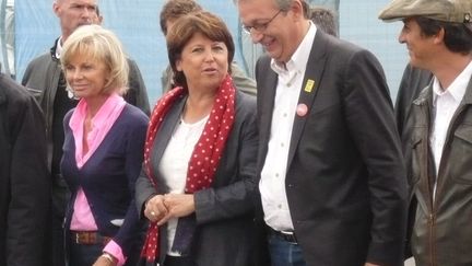 Elisabeth Guigou, Martine Aubry et Pierre Laurent (PCF), à la Fête de l'Huma (Dominique Cettour-Rose)