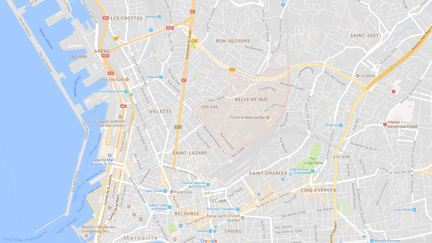 Carte de localisation du quartier populaire de la Belle de Mai dans le 3e arrondissement&nbsp;de Marseille. (GOOGLEMAPS)