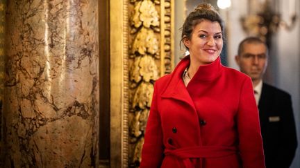 Marlène Schiappa, secrétaire d'Etat auprès de la Première ministre, chargée de l'Economie sociale et solidaire et de la Vie associative, à Paris, le 1er février 2023. (XOSE BOUZAS / HANS LUCAS / AFP)