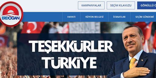 «Merci la Turquie», peut on lire sur le site de campagne d'Erdogan, au lendemain de sa victoire. (DR)