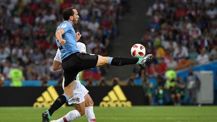 Diego Godin, lors du match Uruguay-Portugal le 30 juin 2018. (NELSON ALMEIDA / AFP)
