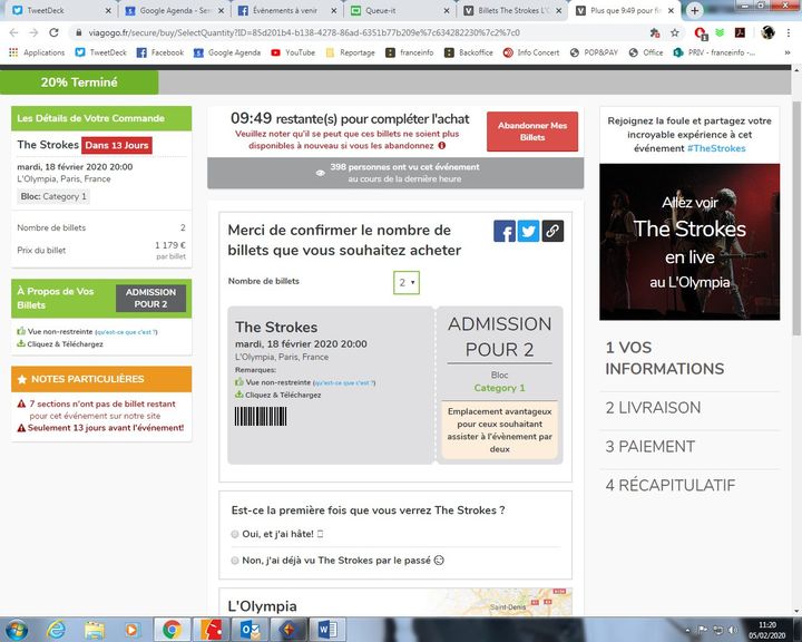 Les places pour le concert des Strokes à l'Olympia dépassaient il y a deux semaines les 1.000 euros. (Capture d'écran Viagogo.fr)