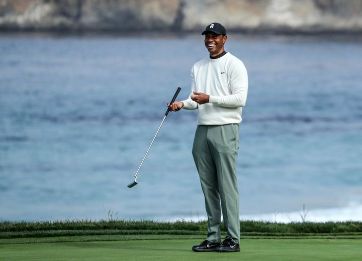 Tiger Woods sur le parcours de Pebble Beach pour l'US Open 2019 (PGATour / Twitter)