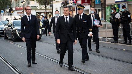 Le ministre de l'Intérieur, Gérald Darmanin, le 29 octobre 2021 à Nice (Alpes-Maritimes). (CLEMENT MAHOUDEAU / AFP)