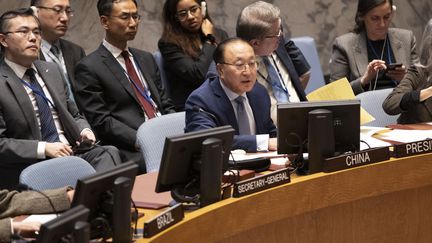 Une réunion d'urgence du Conseil de sécurité de l'ONU s'est tenue au siège de l'organisation à New York, aux Etats-Unis, le 10 novembre 2023. (XIE E / XINHUA / AFP)