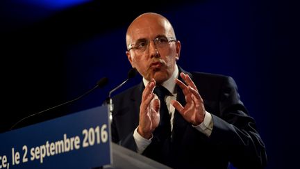 Eric Ciotti, député et président du conseil départemental des Alpes-Maritimes, lors d'un discours à Nice, le 2 septembre 2016. (ERICK GARIN / CITIZENSIDE / AFP)