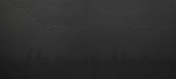 Dove Allouche, "Le Diamant d'une &eacute;toile a ray&eacute; le fond du ciel", 2011. Mine graphite et encre sur papier, 106x245 cm. Centre Pompidou, Mus&eacute;e national d'art moderne. (DOVE ALLOUCHE)