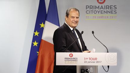 Jean-Christophe Cambadélis, dimanche 22 janvier, au soir du premier tour de la primaire de la Belle Alliance Populaire.&nbsp; (GEOFFROY VAN DER HASSELT / AFP)