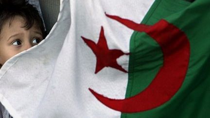 Un enfant regardant le drapeau algérien à Alger (AFP - Fayez NURELDINE )