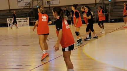 Séance d'entraînement des handballeuses du Jeanne-d'Arc Dijon basket à Dijon en septembre 2020 (Photo d'illustration). (THOMAS NOUGAILLON / FRANCE-BLEU BOURGOGNE)