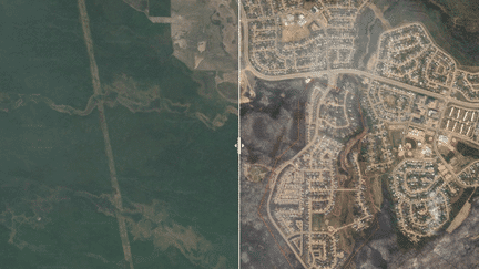 Le gigantesque incendie de Fort McMurray (Canada), vu par satellite, le 6 mai 2016. (GOOGLE TERRA BELLA)